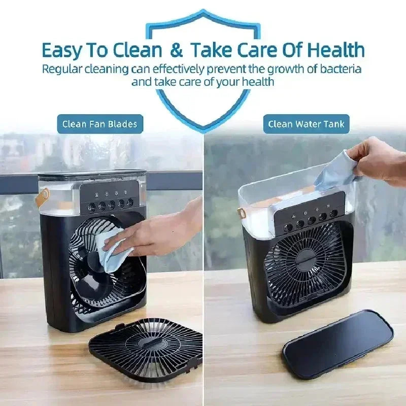 3-in-1 Portable Mini Air Cooler Fan with Humidifier & LED Night Light | USB Personal Air Conditioner | Adjustable Cooling for Home & Office