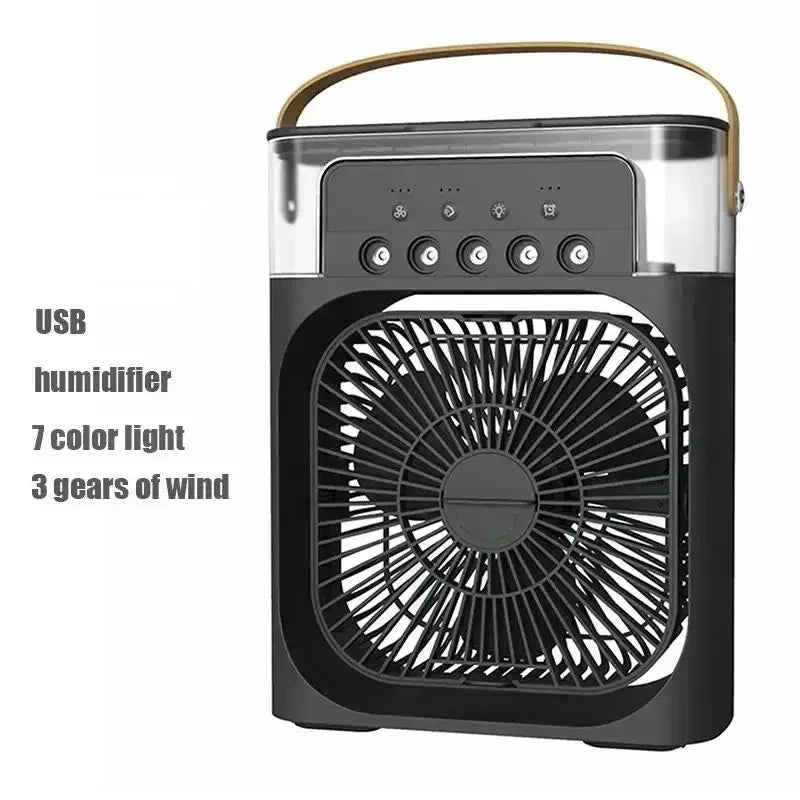 3-in-1 Portable Mini Air Cooler Fan with Humidifier & LED Night Light | USB Personal Air Conditioner | Adjustable Cooling for Home & Office