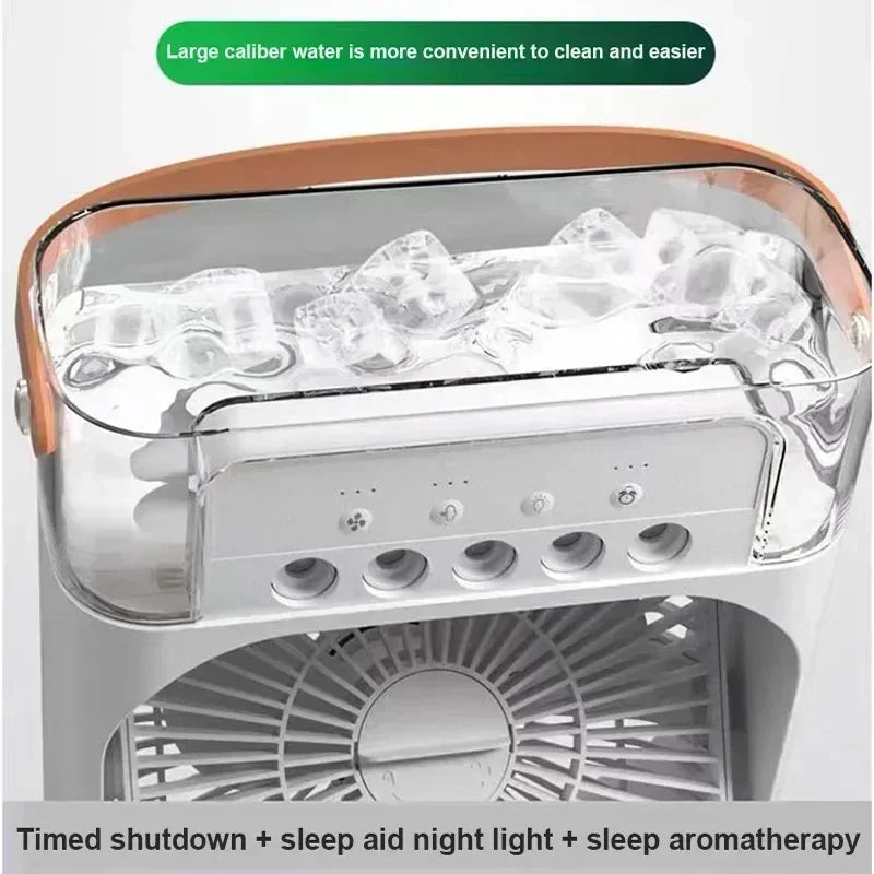 3-in-1 Portable Mini Air Cooler Fan with Humidifier & LED Night Light | USB Personal Air Conditioner | Adjustable Cooling for Home & Office