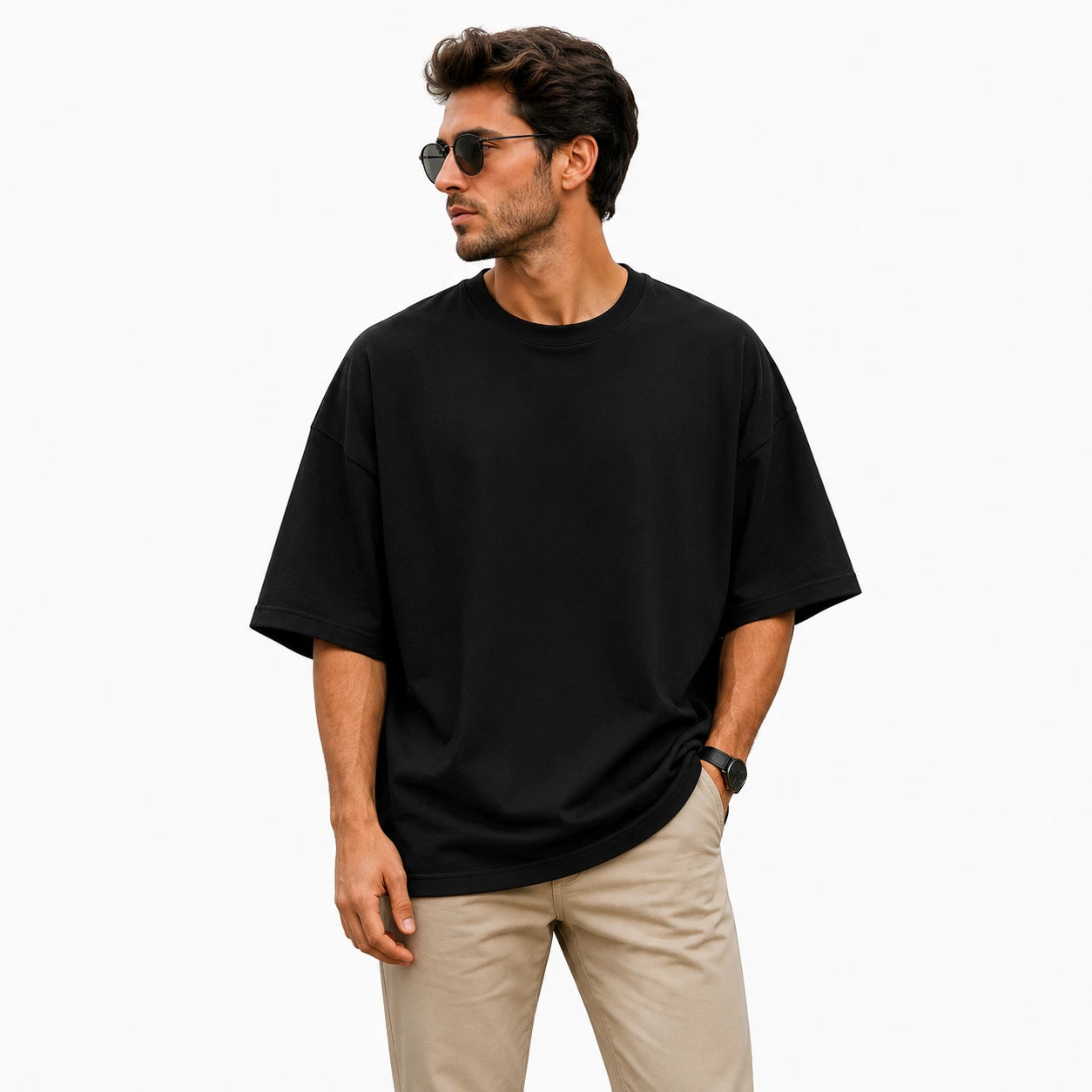 Men's Oversized T-Shirt – 100% Cotton Soft Plain Short Sleeve Tee | Casual Crew Neck | UK