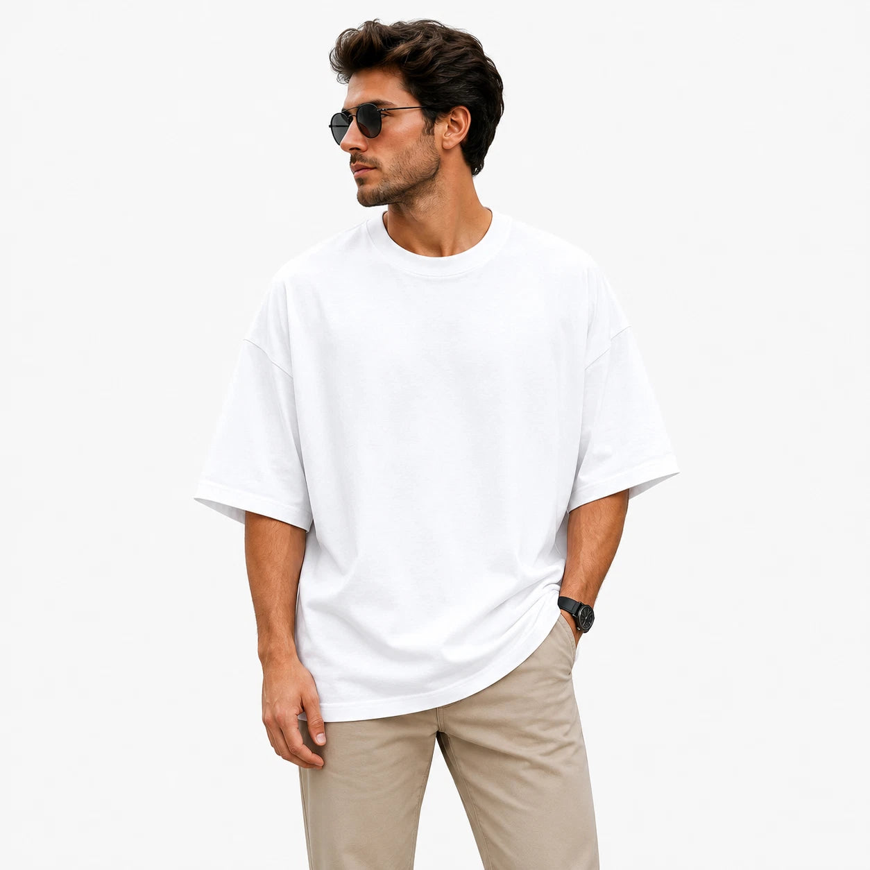 Men's Oversized T-Shirt – 100% Cotton Soft Plain Short Sleeve Tee | Casual Crew Neck | UK
